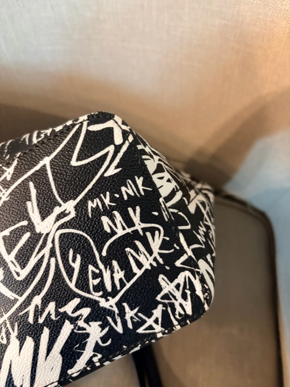 Michael Kors Black and White Graffiti Print Tote - Picture 6 of 6
